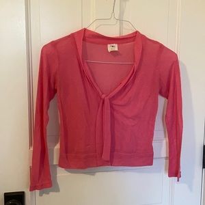 Hot pink sweater top with front tie